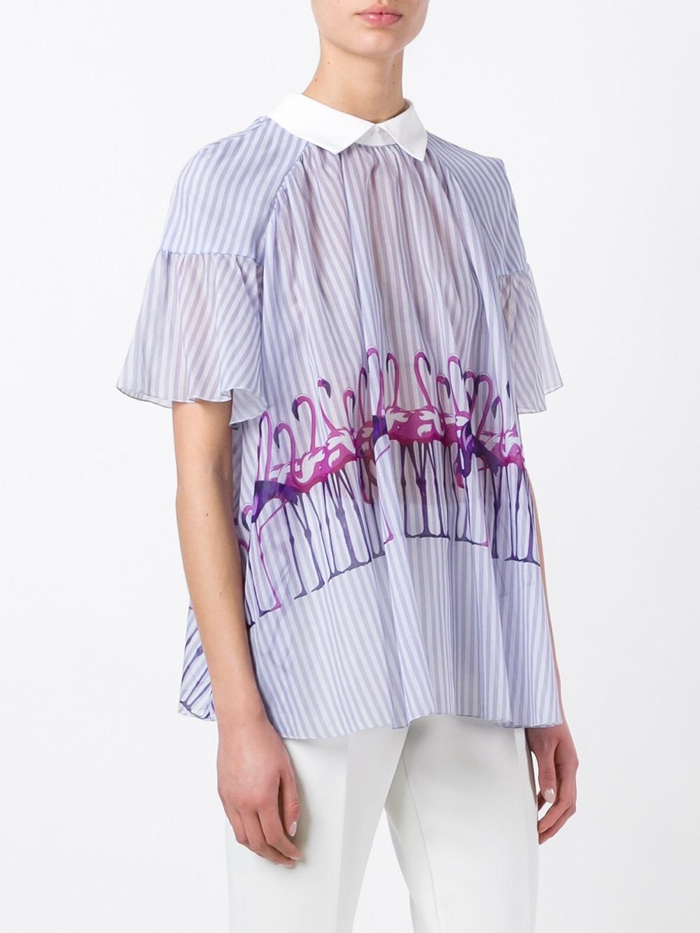 flamingo print blouse 