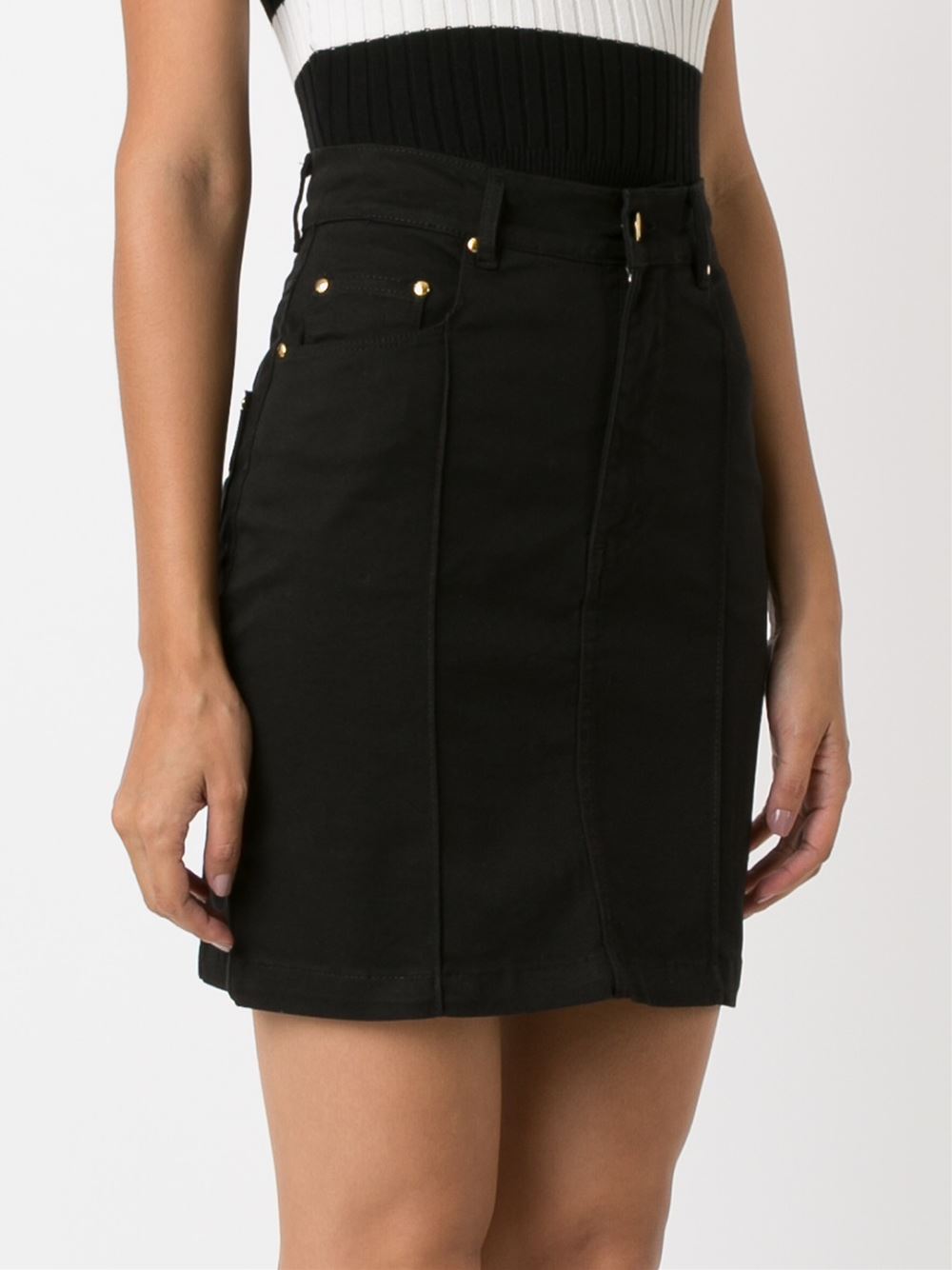 high waist fitted denim skirt
