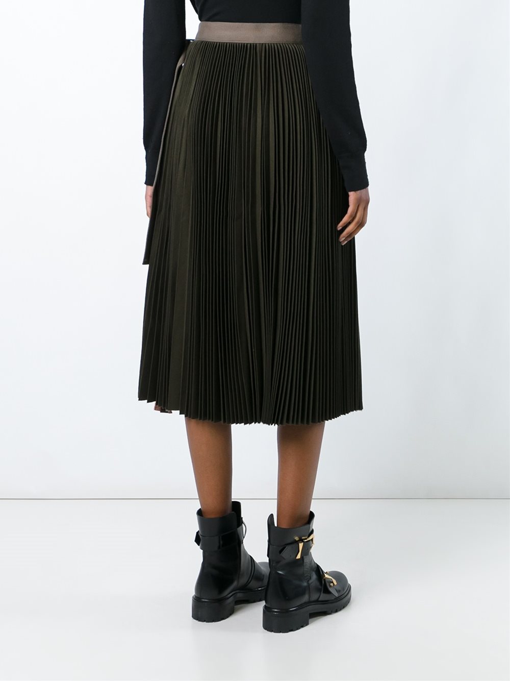 plissé pleated midi skirt