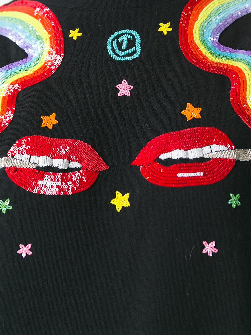 smoking lips beaded sweatshirt