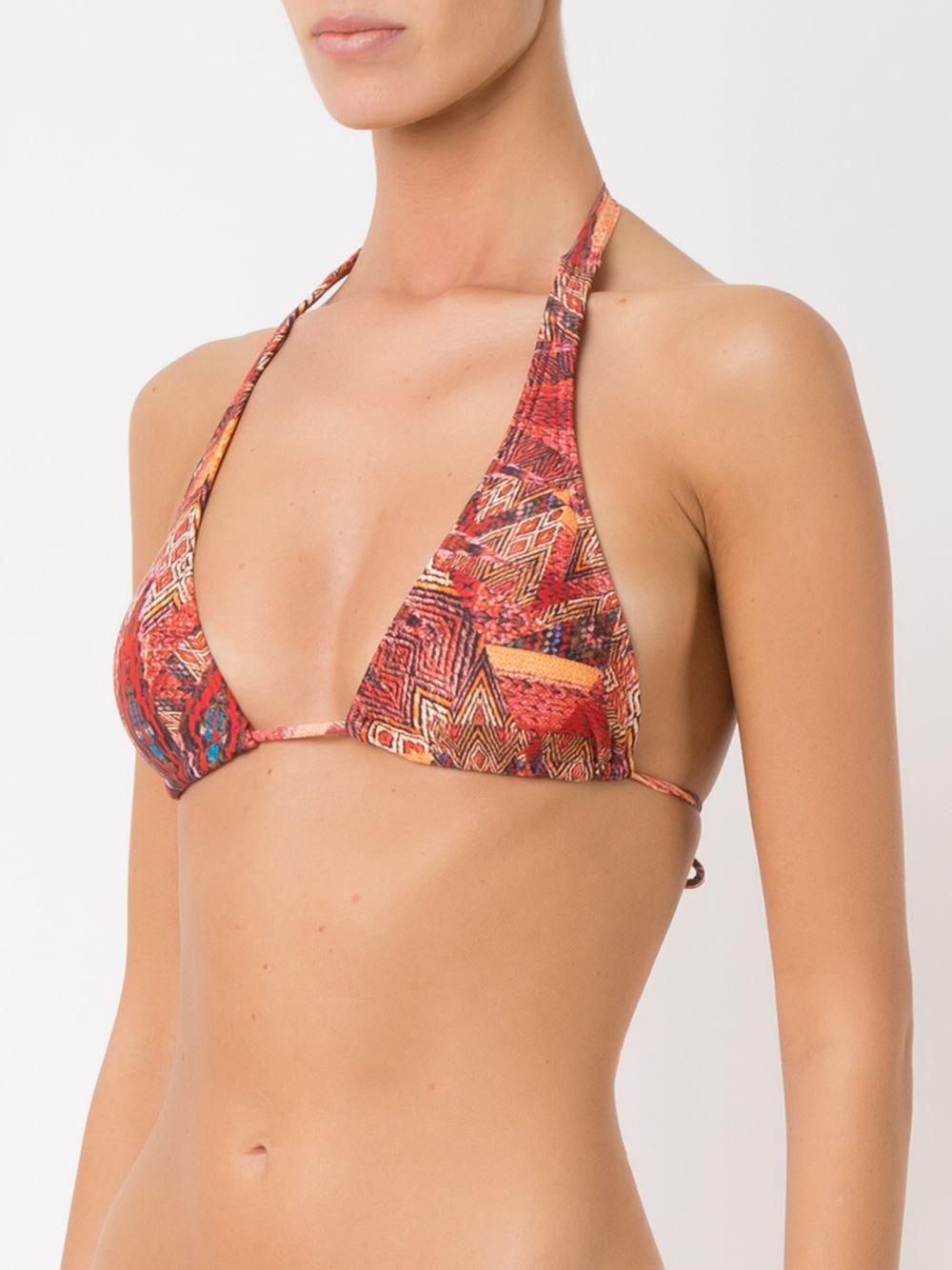 printed halterneck bikini top