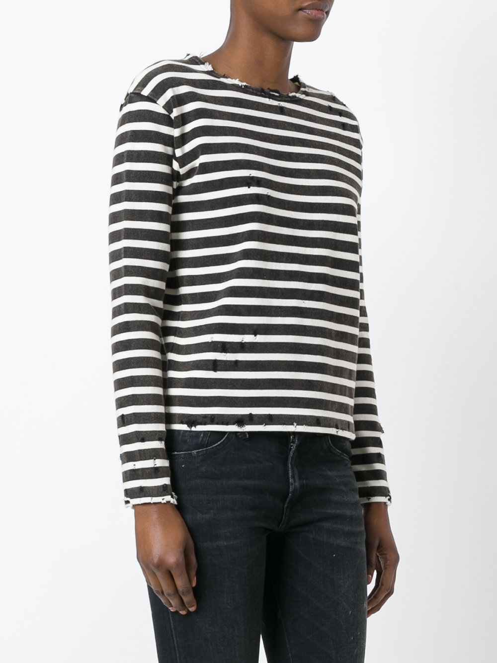 striped destroyed T-shirt