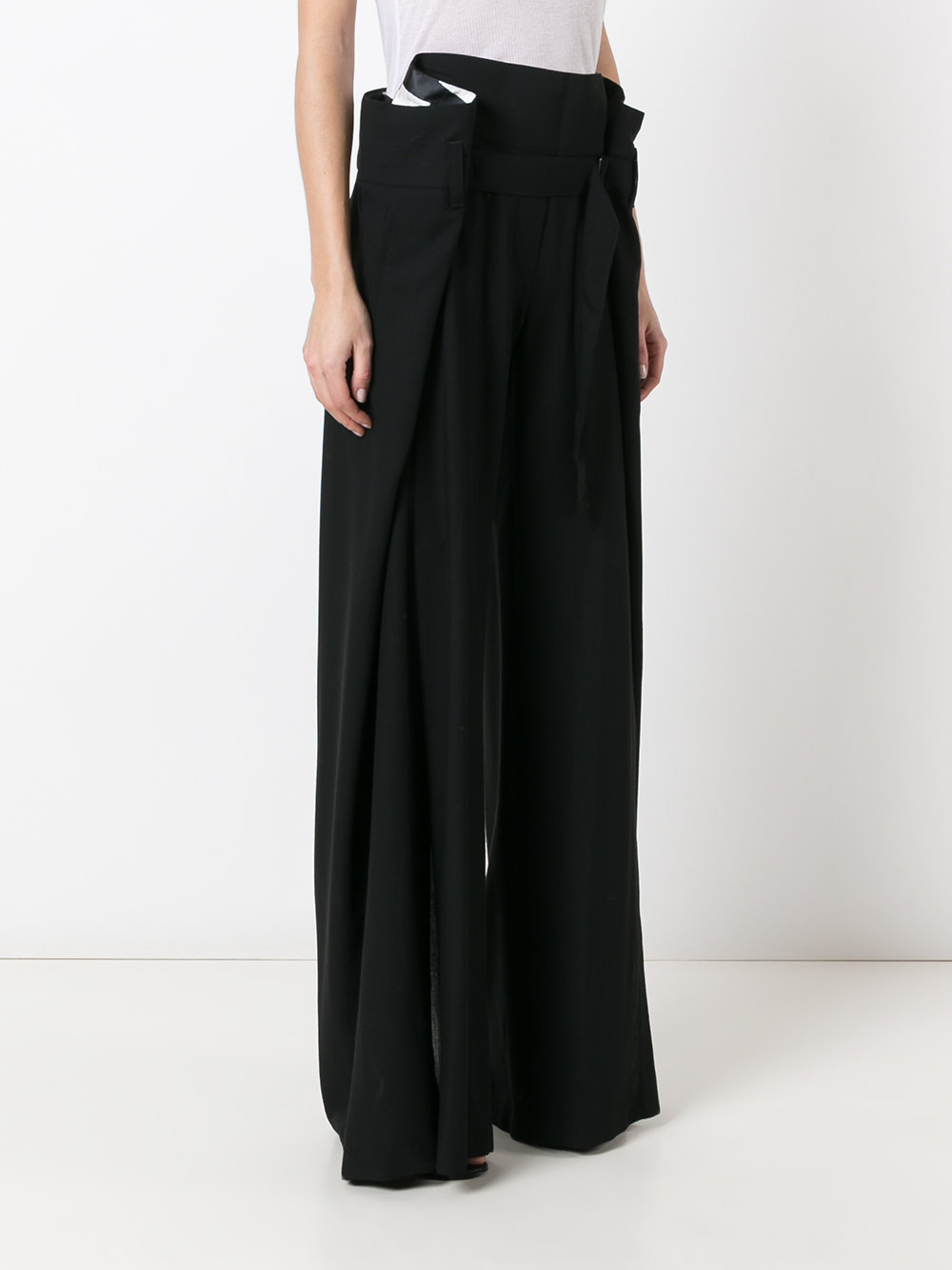 draped belted waist trousers