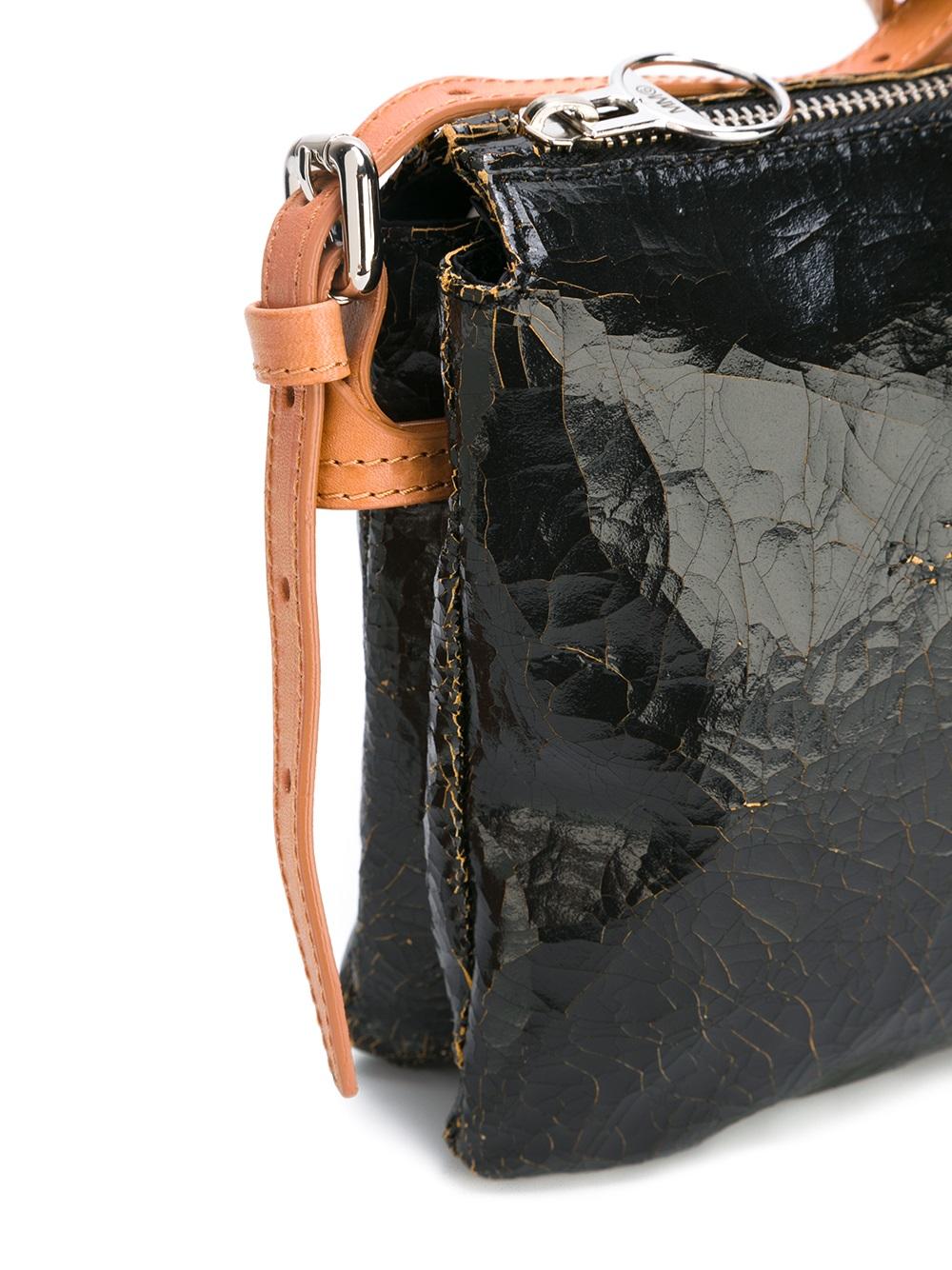 cracked leather effect crossbody bag