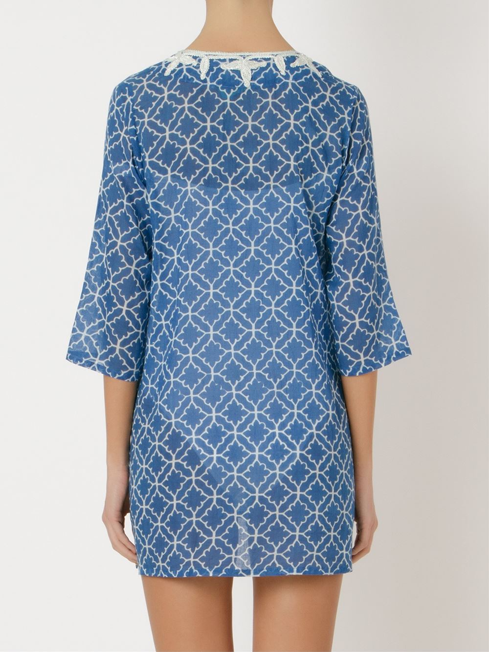 v-neck printed kaftan