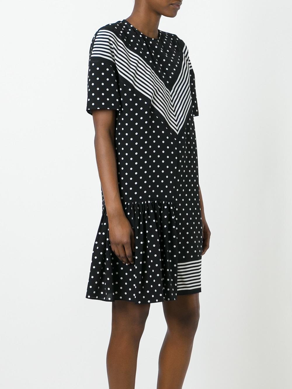 dual pattern mini dress