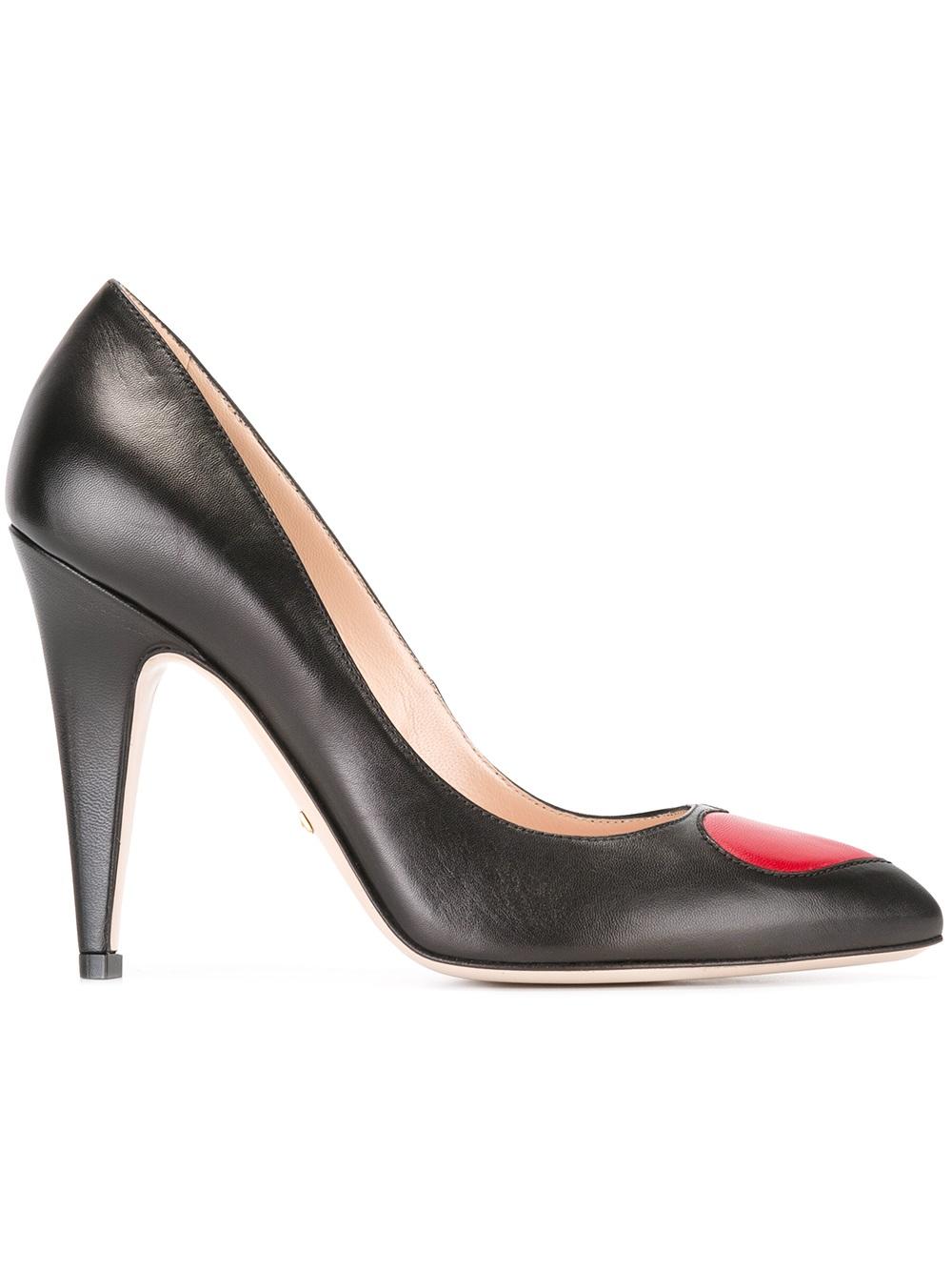 heart embroidered pumps