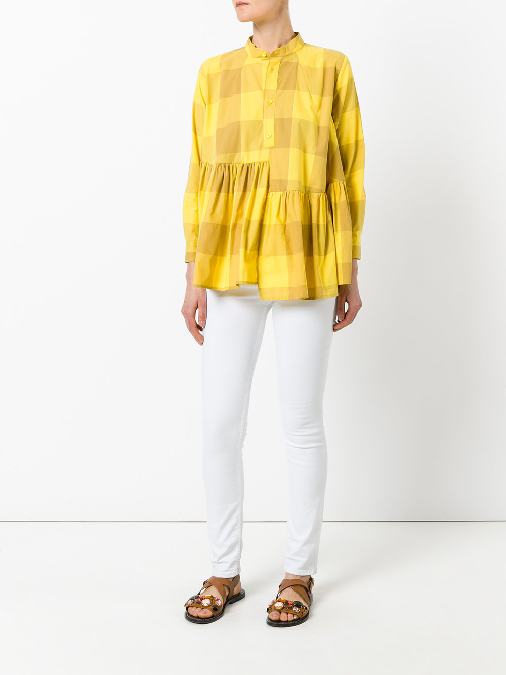 asymmetric checked shirt 