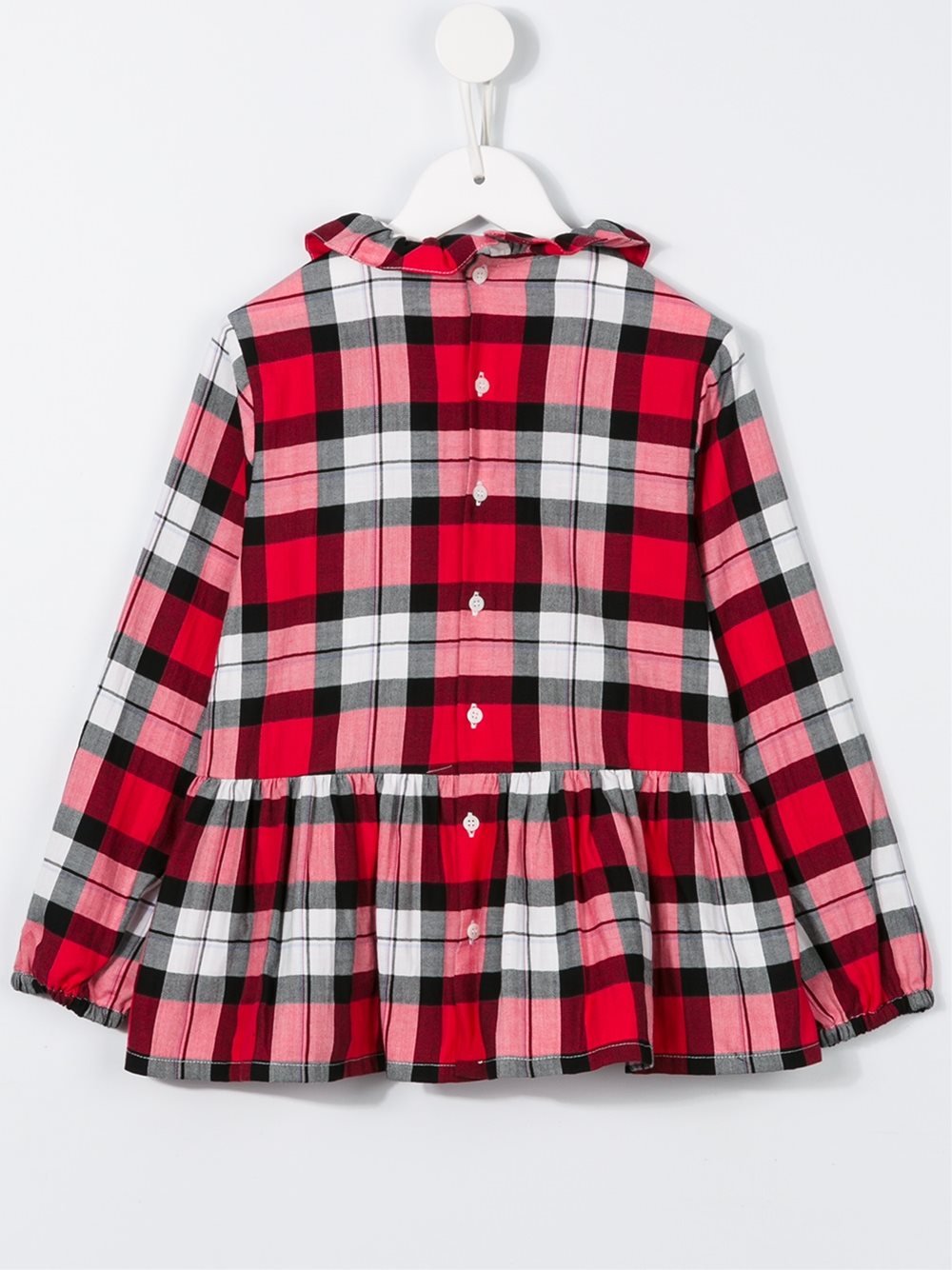 ruffled collar check blouse