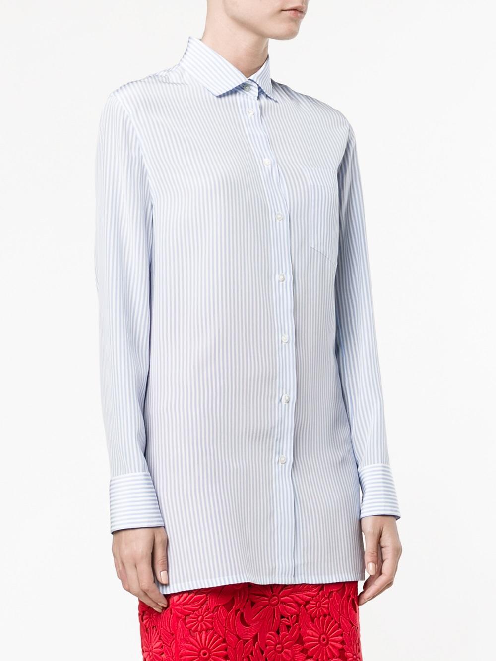 cut out back pinstriped shirt