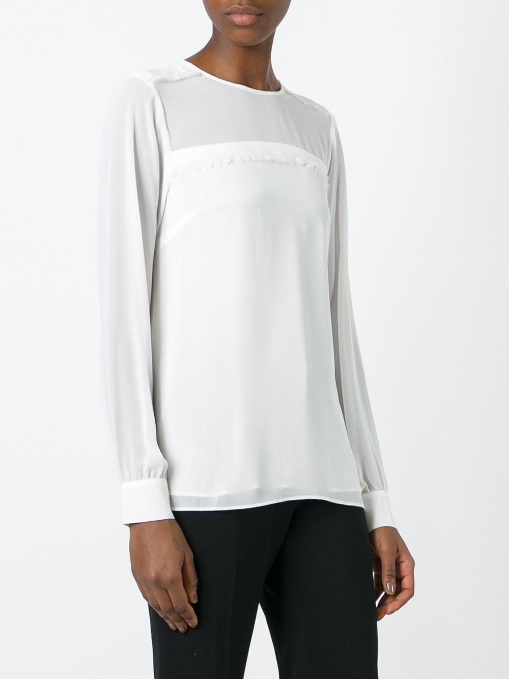 sheer yoke blouse
