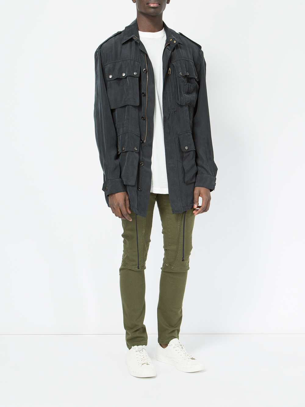 cargo pockets drawstring jacket