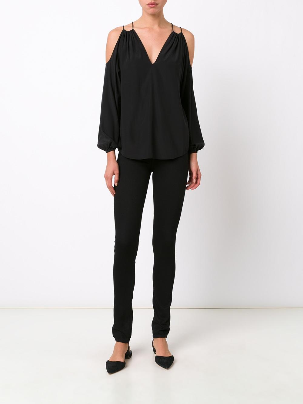 cold-shoulder V-neck blouse
