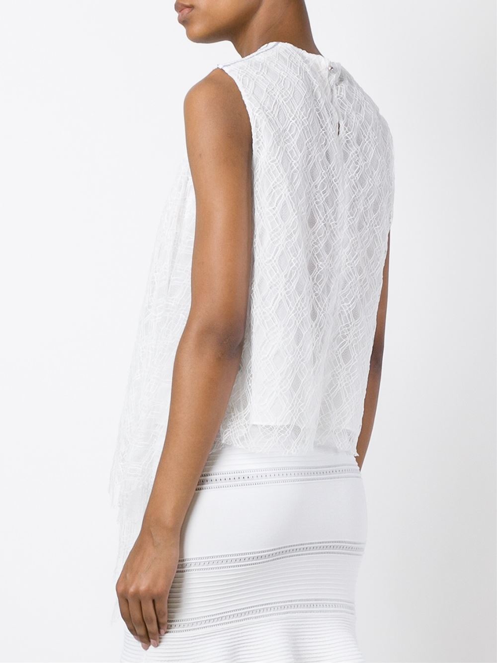 'Ozone' embroidered lace asymmetric blouse
