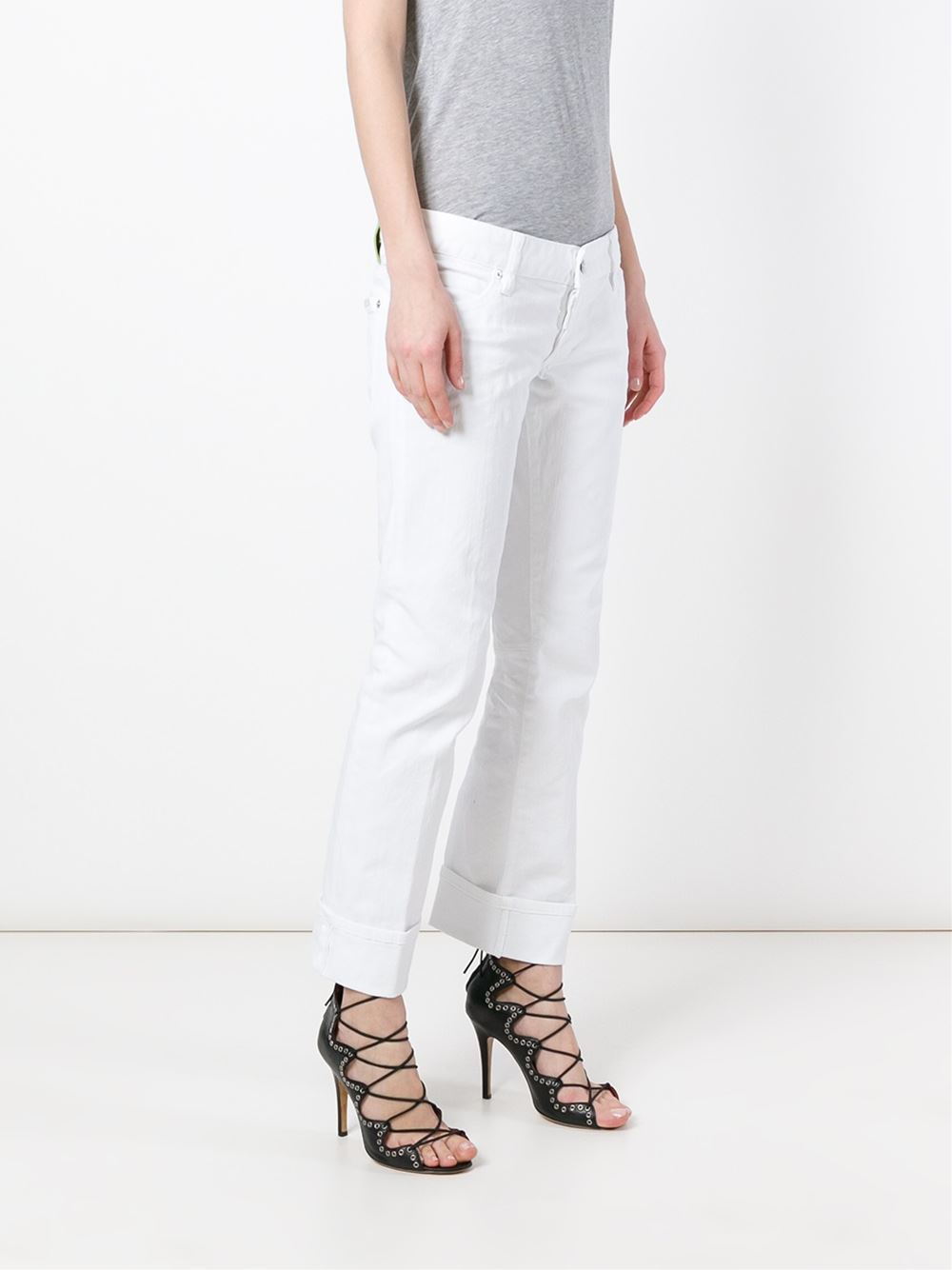 sexy rolled up flare牛仔裤