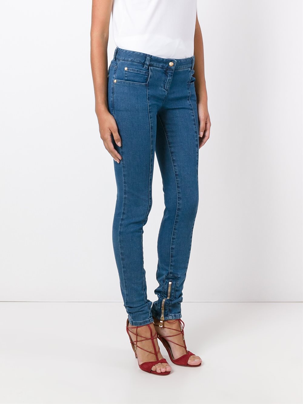 skinny zipped cuff jeans