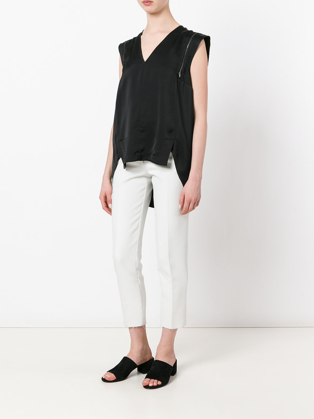 zip detail shift blouse