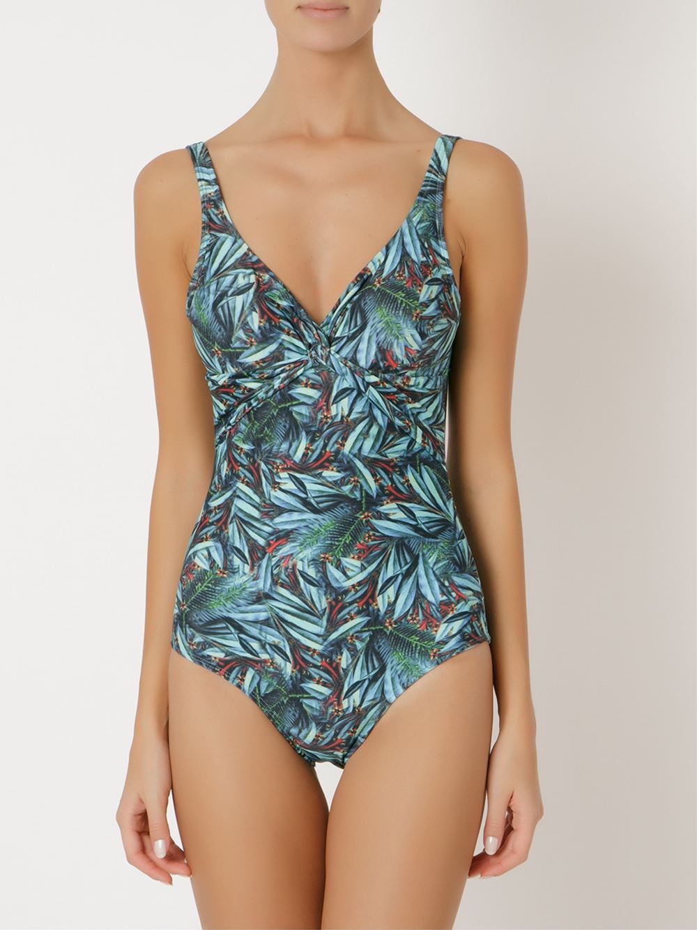 open back printed swimsuit