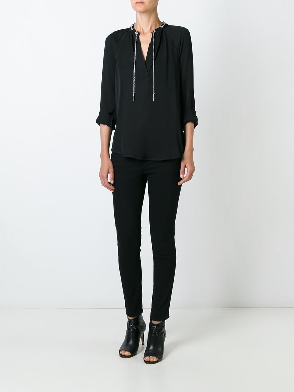 drawstrings longsleeved blouse