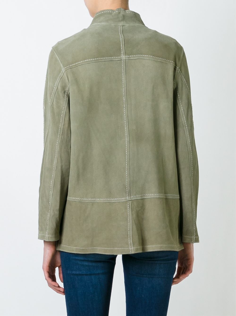 banded collar multi-pockets jacket