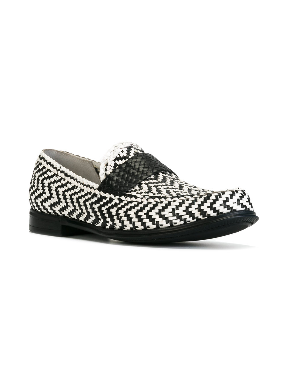 woven zig-zag loafers