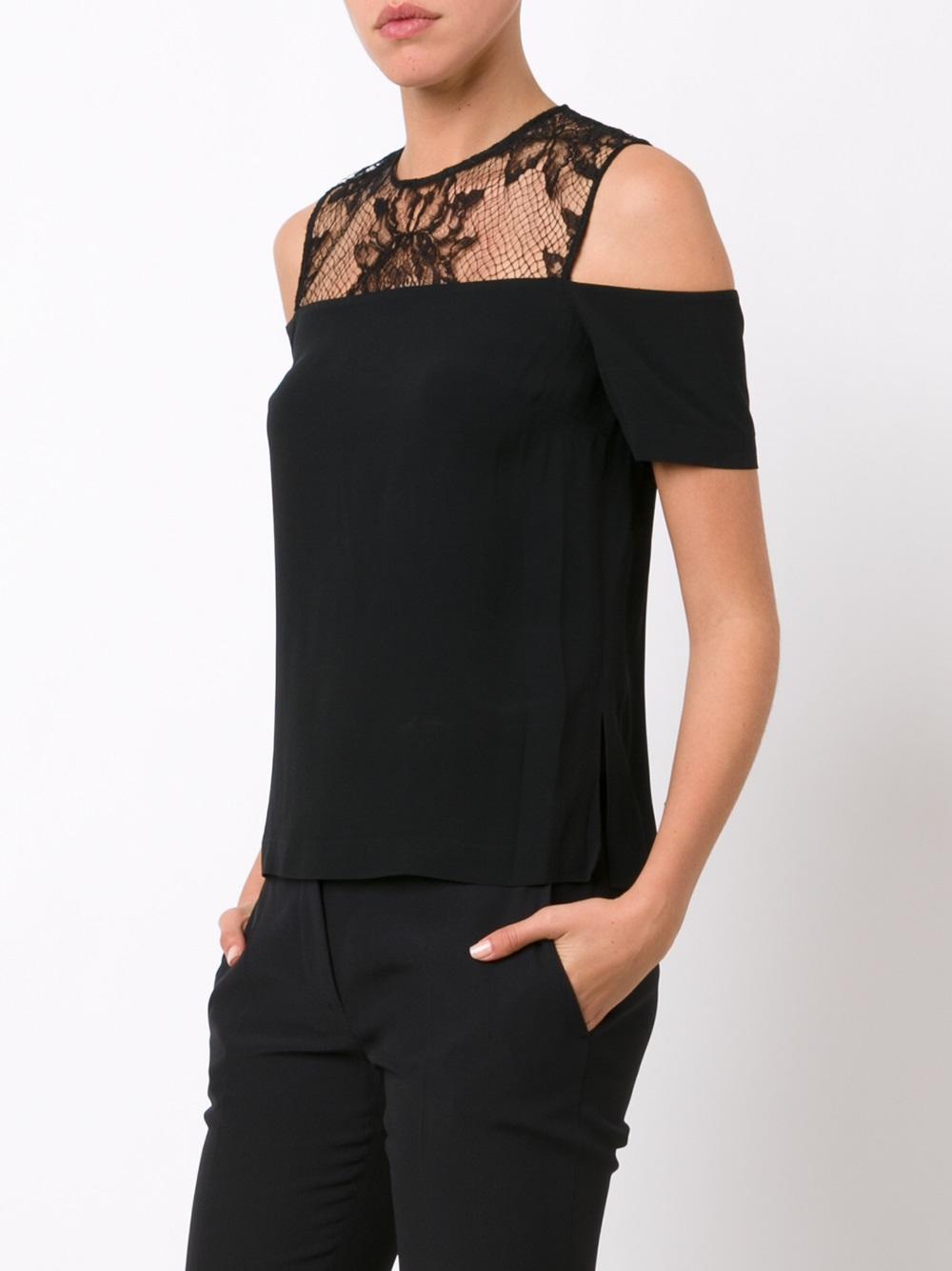 sheer panel cut-off T-shirt