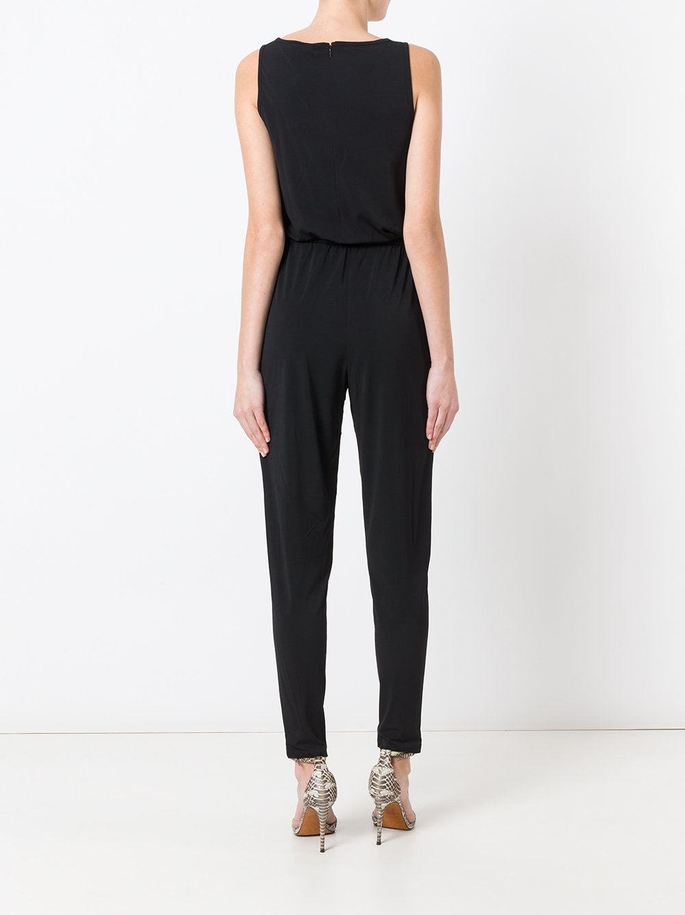 jumpsuit with tapered leg and drawstring waist