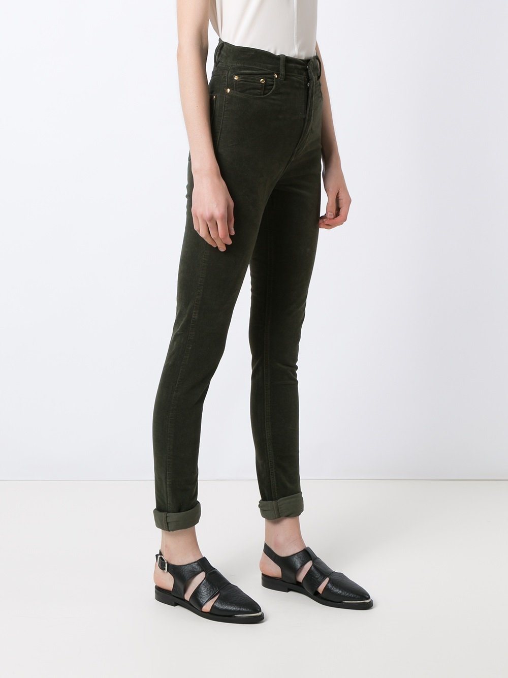 high waist velvet skinny trousers