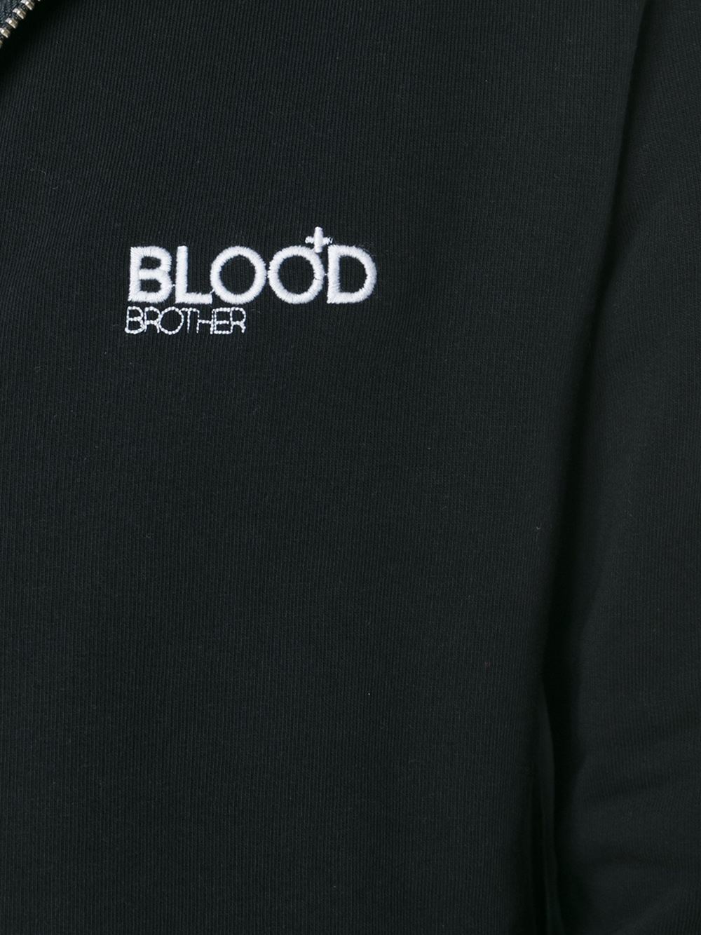 zipped-up hoodie