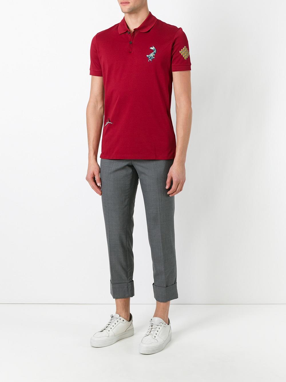 embroidered fish polo shirt