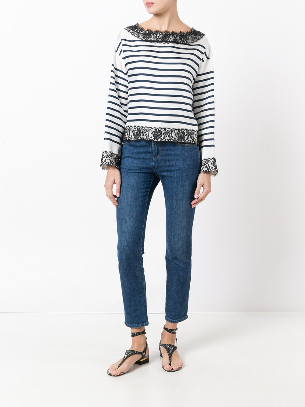 lace trim striped top