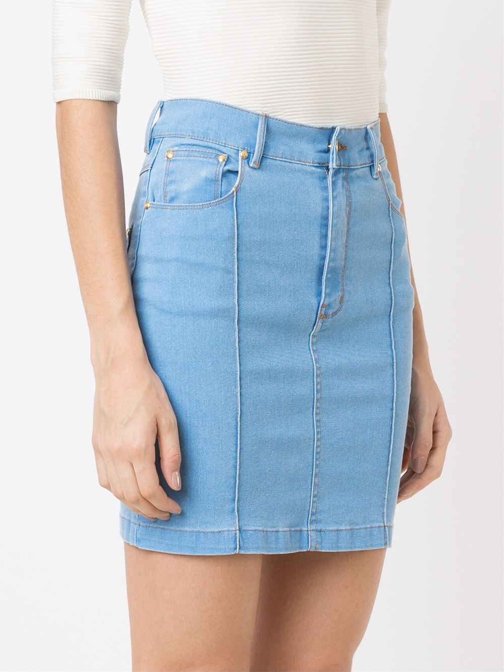 high waist fitted denim skirt