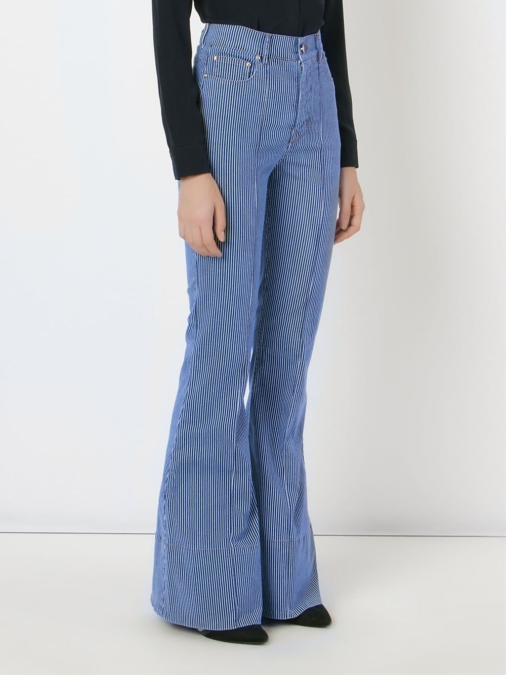 stripped high waist flared jeans