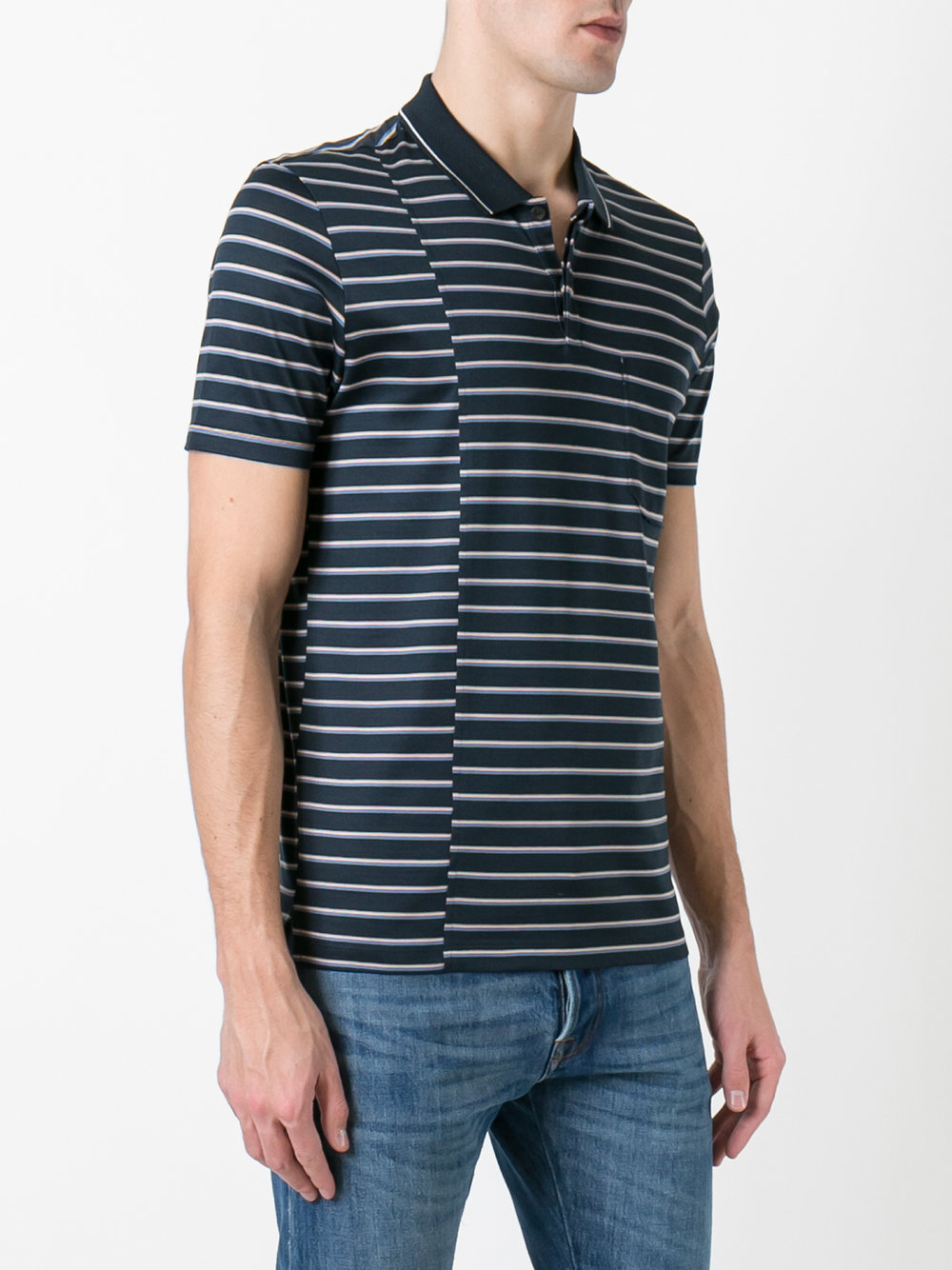 displace stripe print polo shirt