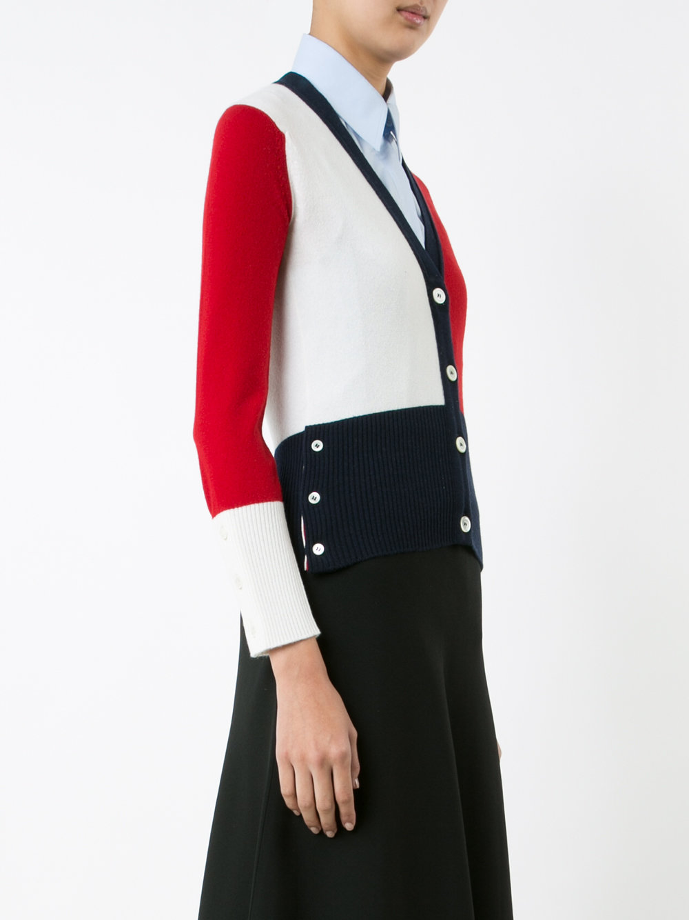 block colour V-neck cardigan