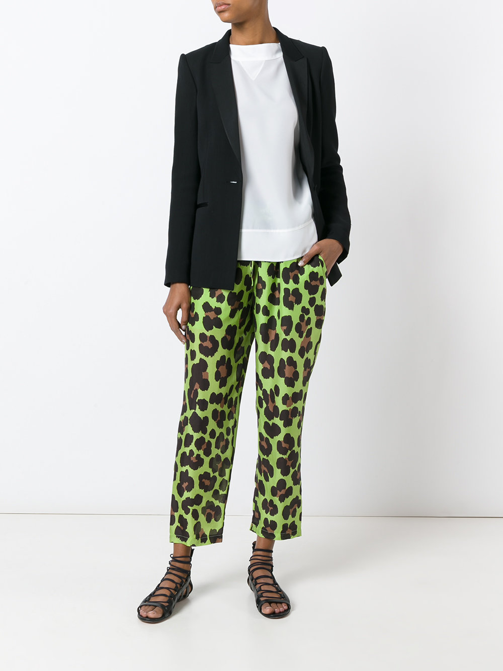 leopard print cropped trousers 