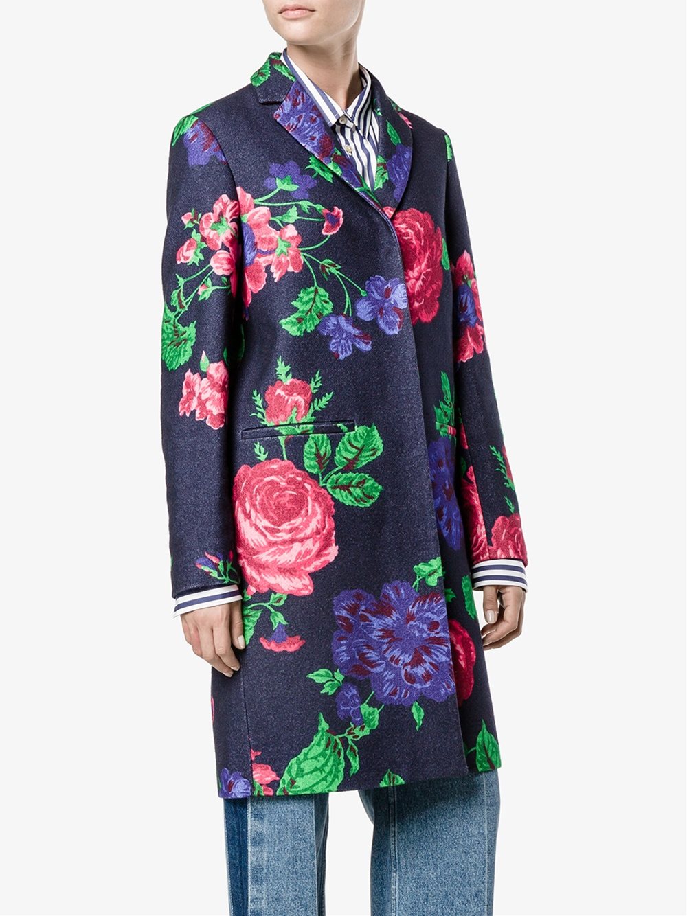 floral single breasted coat