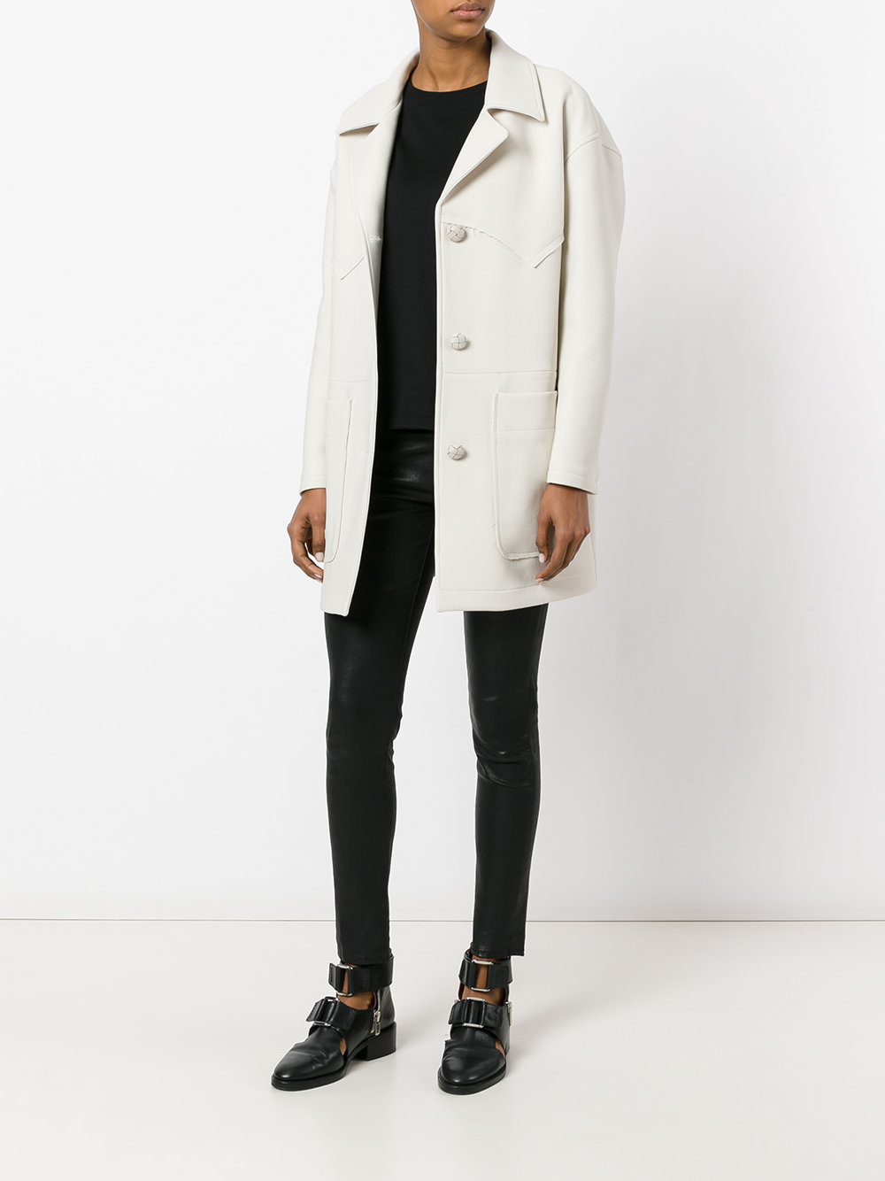 crepe single breasted short coat