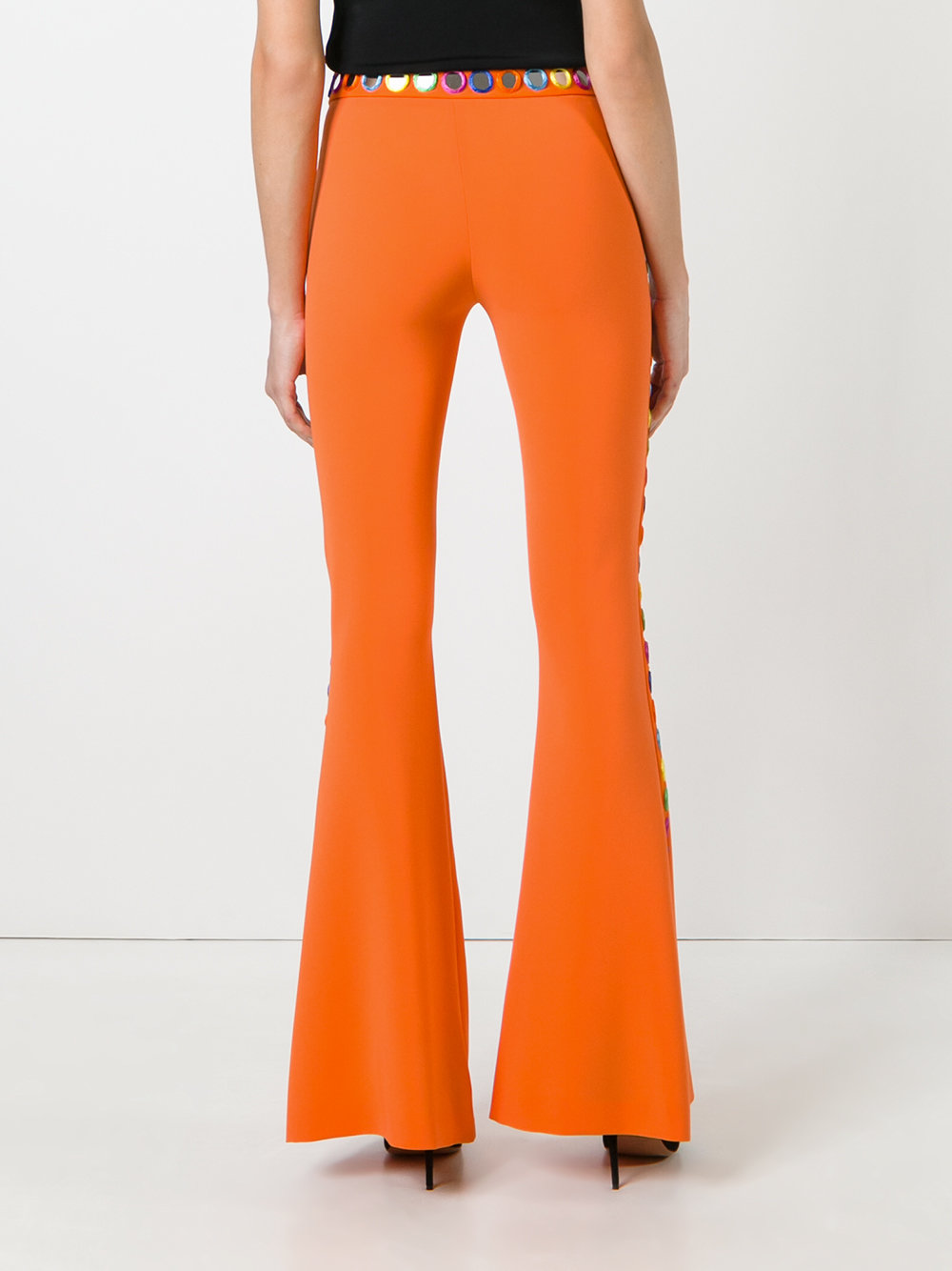 mirror embroidered flared trousers