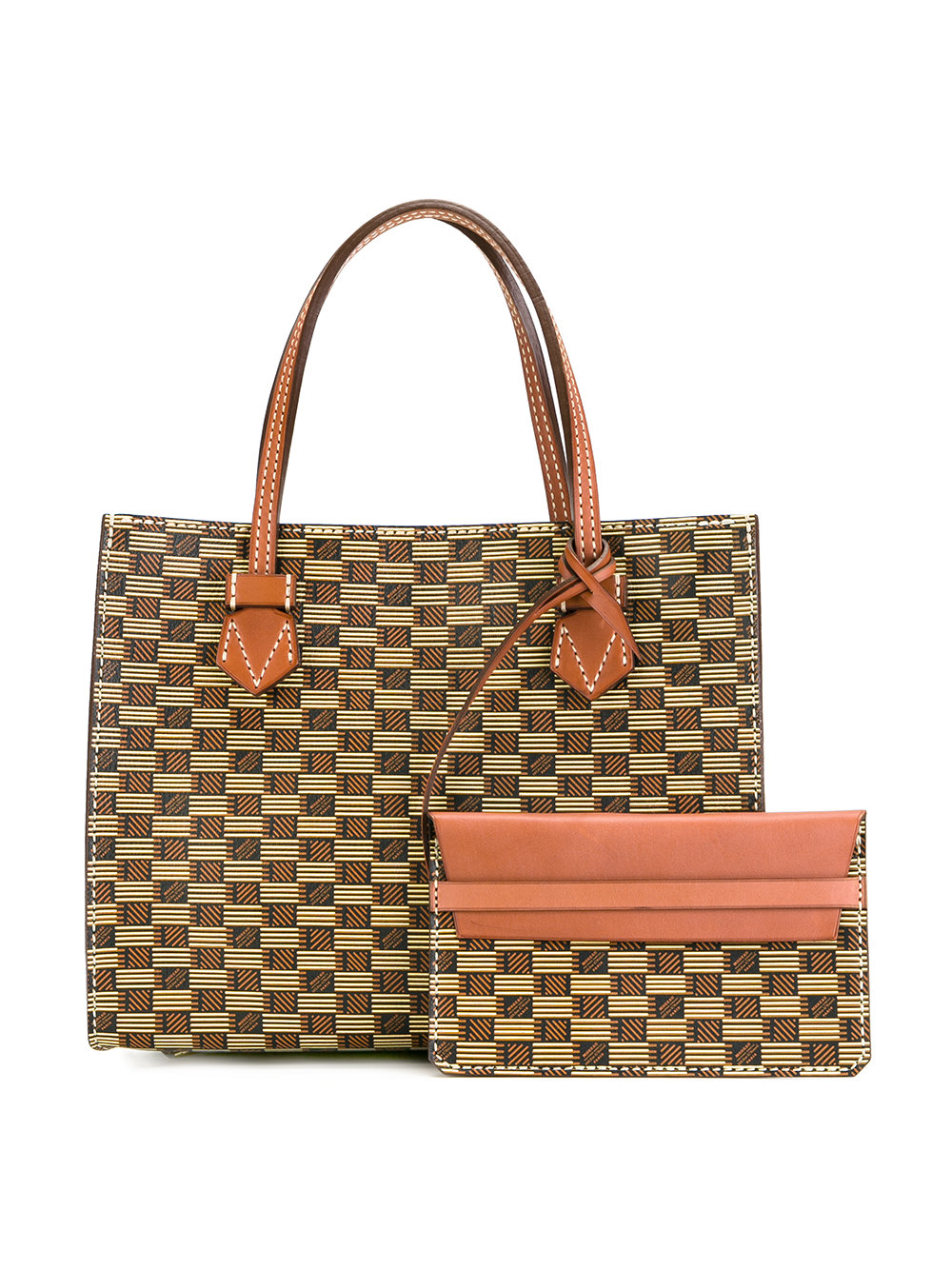 checked tote bag