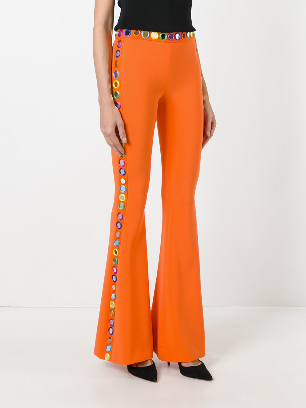 mirror embroidered flared trousers