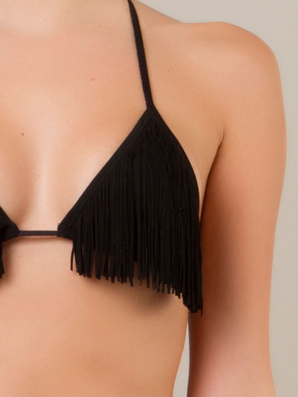 fringed halterneck bikini set