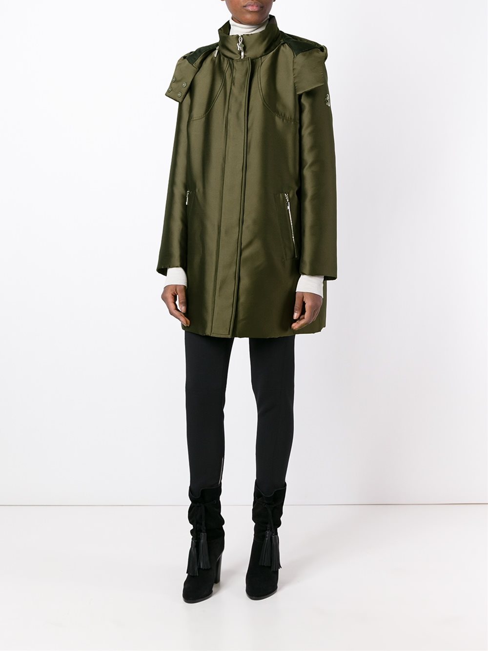 high neck hooded coat
