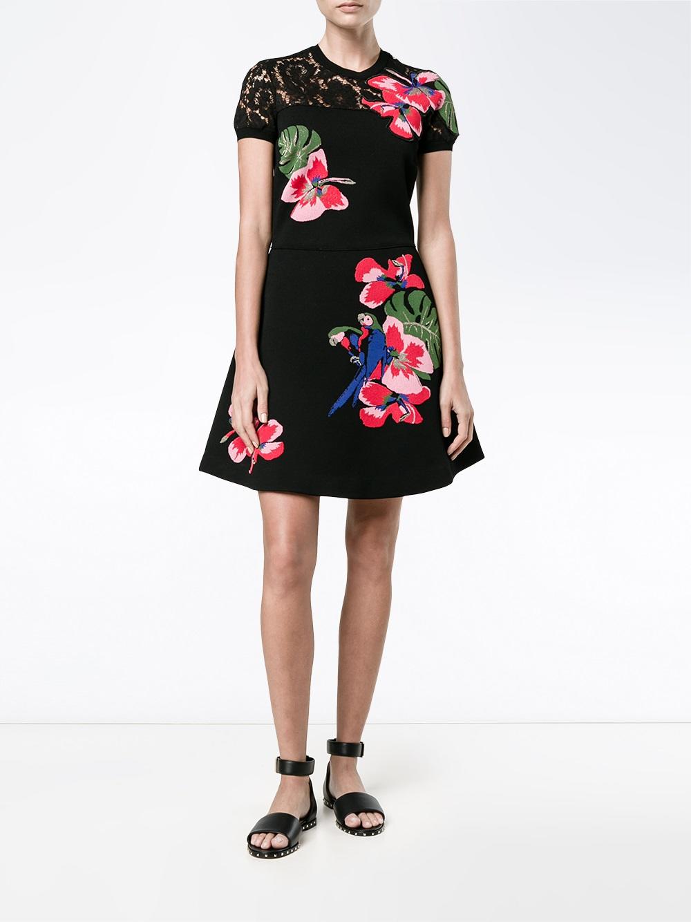floral intarsia mini dress