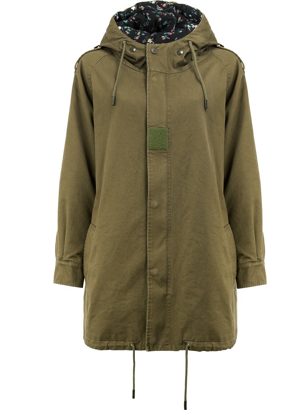 floral lined classic parka coat