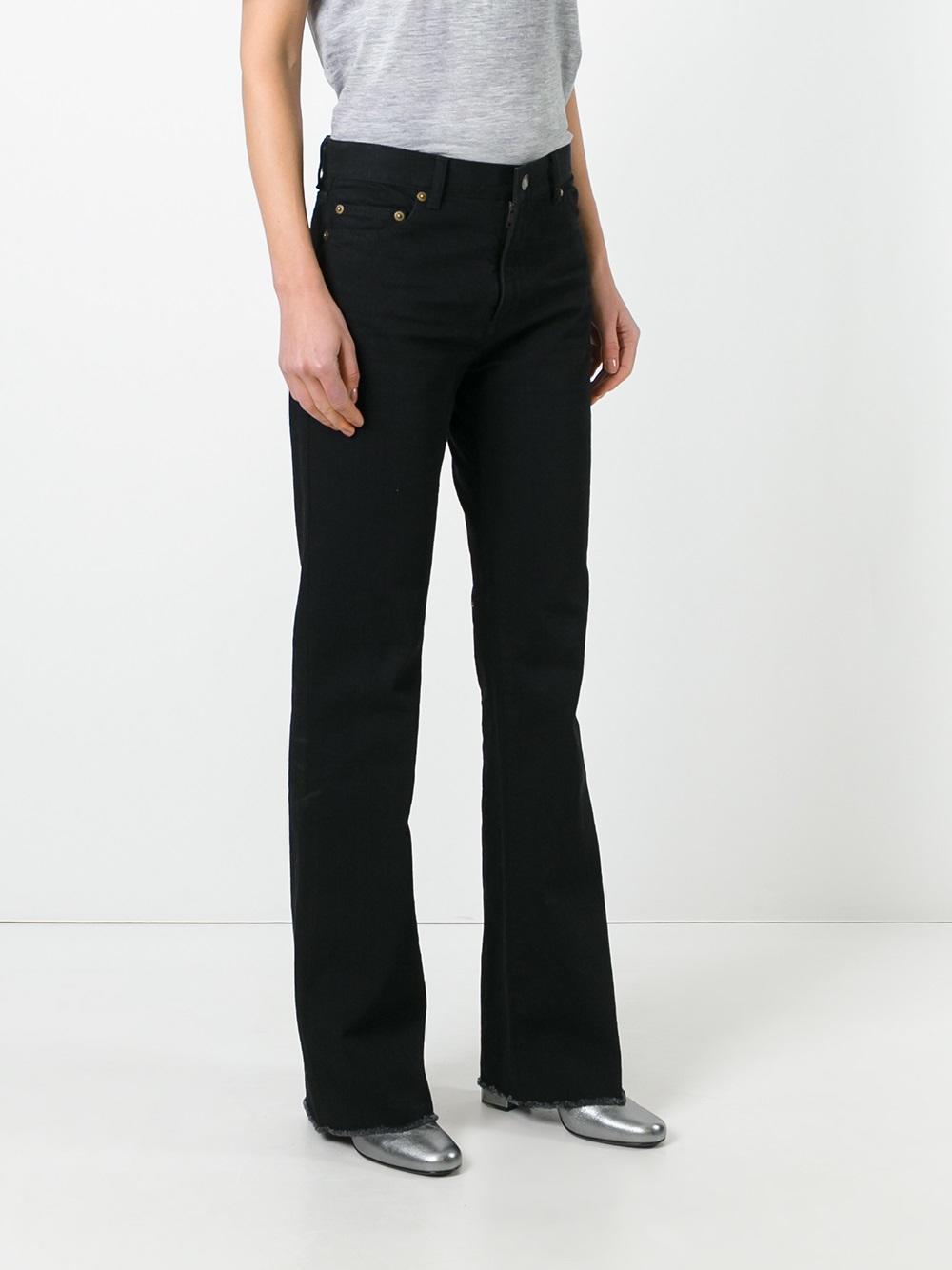 flared raw edge jeans