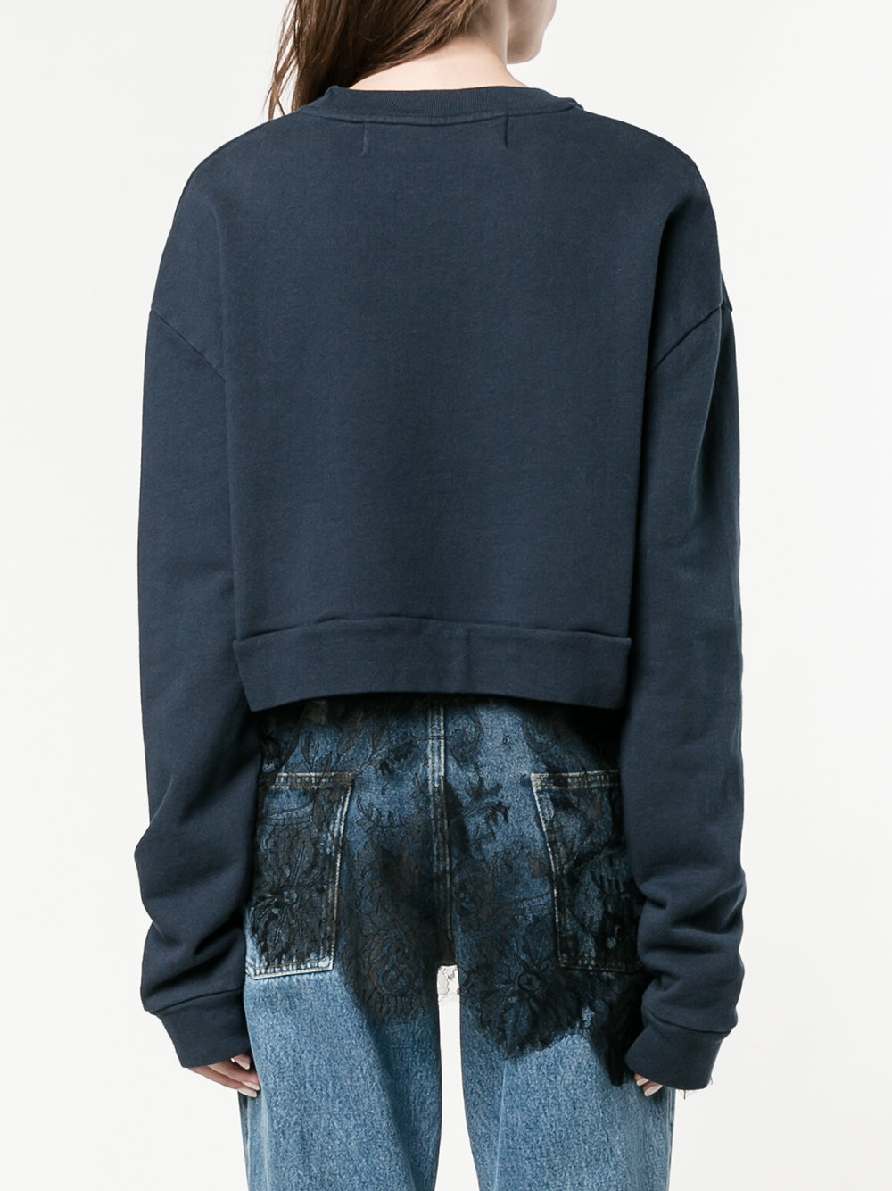 'welcome on board' lace sweatshirt