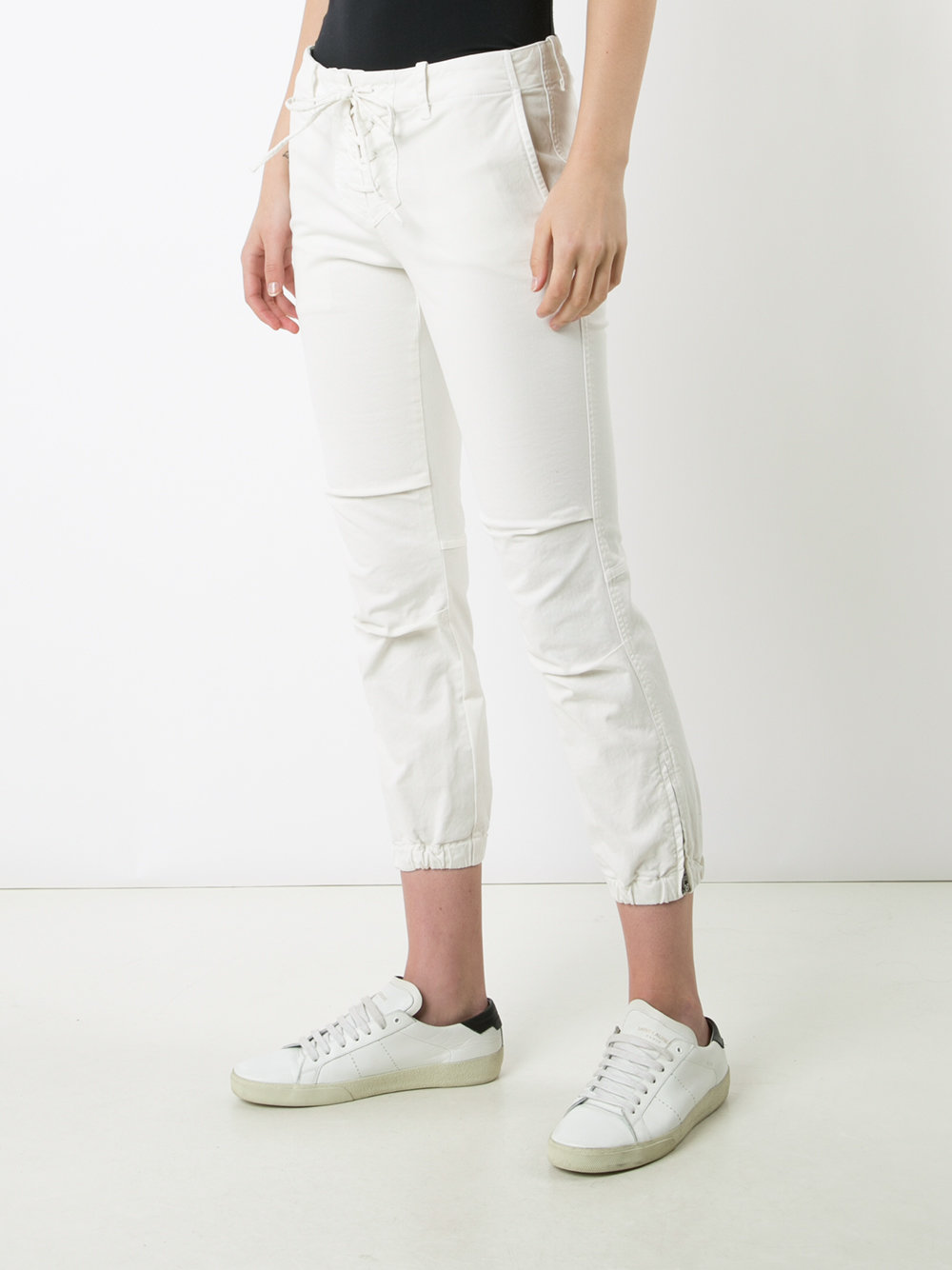 lace-up elastic cuff pants