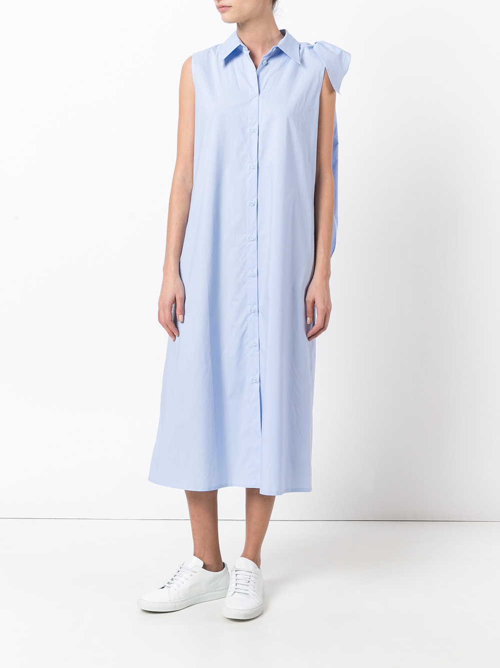 sleeveless midi shirt dress