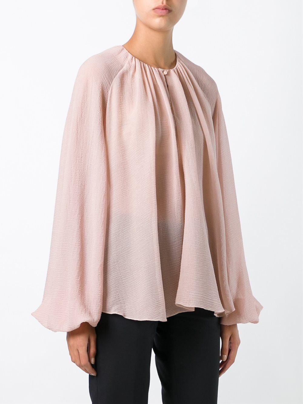 collarless blouse